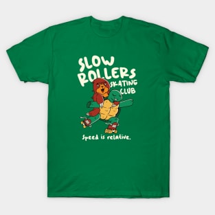 Slow Rollers Skating Club // Funny Turtle and Sloth on Roller Skates T-Shirt